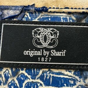 Vintage Original by Sharif Blue, Black & Cream Snakeskin-like Designer Wristlet